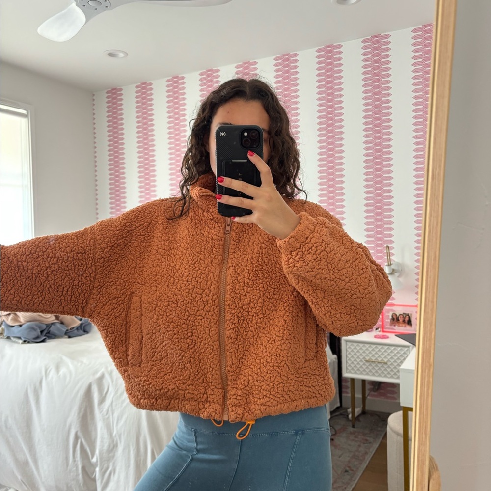 Cozy Orange Sherpa Jacket